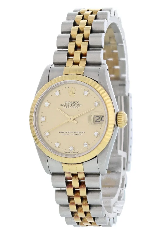 Rolex Midsize Datejust 68273 Diamond Dial Ladies Watch