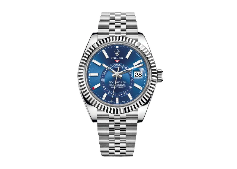 Rolex Sky Dweller 42mm 326934 Jubilee Oyster Fluted Bright Blue Dial