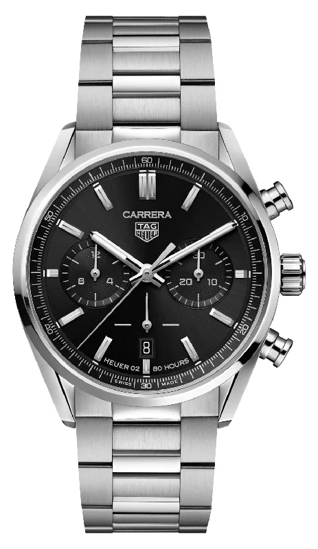 TAG Heuer Carrera Automatic Chronograph Stainless Steel Black Dial Date Mens Watch CBN2010.BA0642