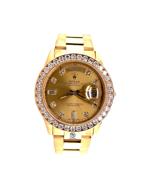 Rolex Day-Date 36 118238 Custom 3.5ct Diamond Bezel and Custom Champagne Diamond Dial Oyster PreOwned