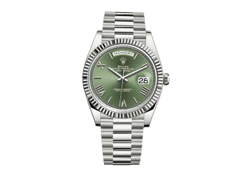 Rolex Day-Date 40mm 228239 White Gold President Olive green Dial