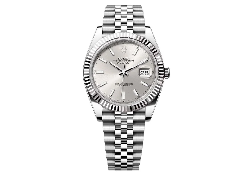 Rolex DateJust 41mm 126334 Oyster Jubilee Fluted Bezel Silver Dial