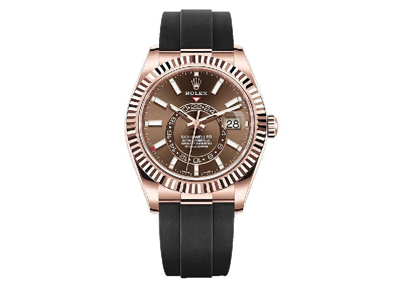 Rolex Sky-Dweller 42mm 326235 Oysterflex Everose Gold Chocolate Dial