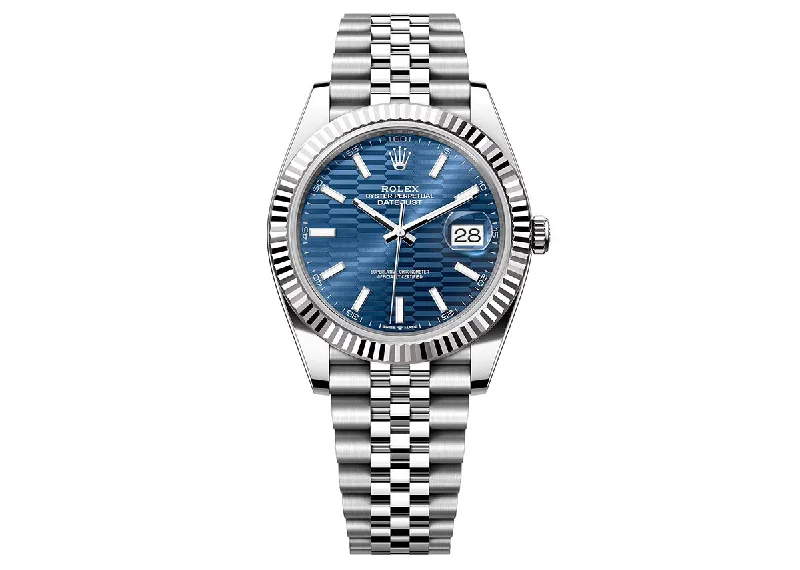 Rolex DateJust 41mm 126334 Jubilee Fluted Bright Blue Motif Dial