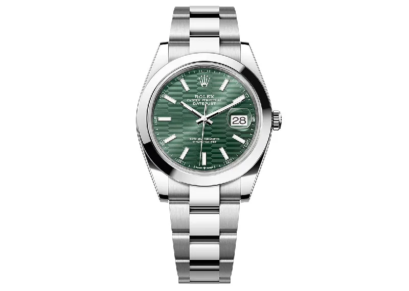 Rolex DateJust 41mm 126300 Oystersteel Oyster Motif Green Dial