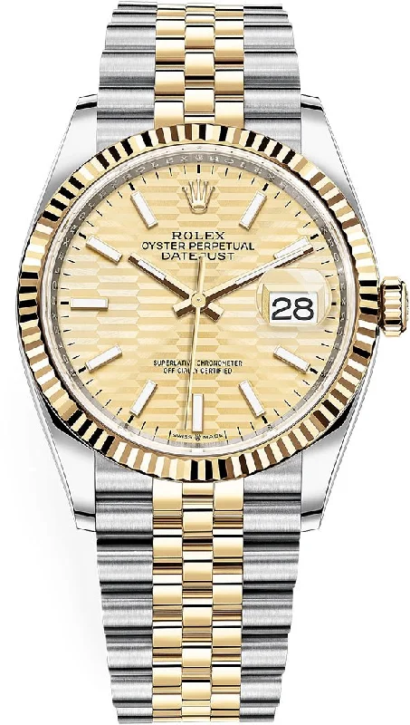 Rolex Datejust 36mm Steel and Yellow Gold  Fluted Motif Dial Jubilee Bracelet (Reference # 126233)