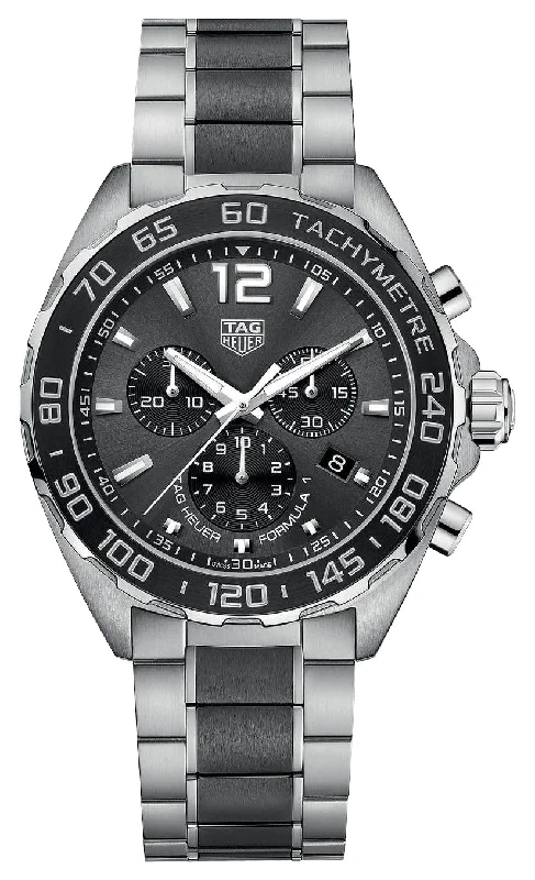 TAG Heuer Formula 1 Chronograph Stainless Steel & Ceramic Gray Dial Date Divers Quartz Mens Watch CAZ1011.BA0843