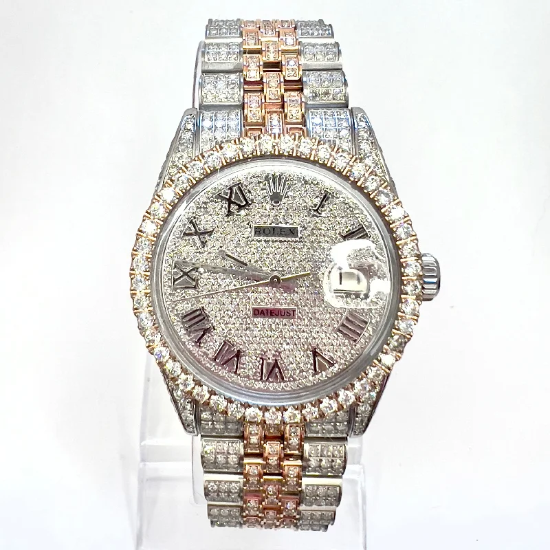 ROLEX Oyster Perpetual DATEJUST Automatic 36mm 2 Tone Full Diamond Watch