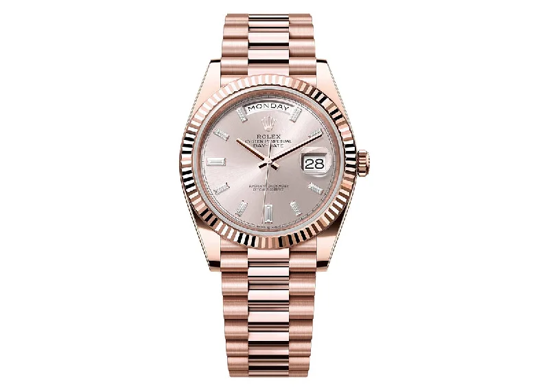 Rolex Day-Date 40mm 228235 Rose Gold President Sundust Diamond Dial