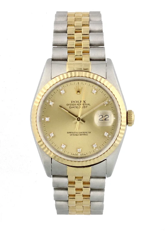 Rolex Datejust 16233 Diamond Dial Men Watch Original Box Papers