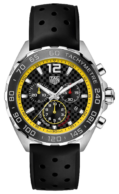 TAG Heuer Formula 1 Chronograph Stainless Steel Black Dial Black Rubber Strap Date Divers Quartz Mens Watch CAZ101AC.FT8024