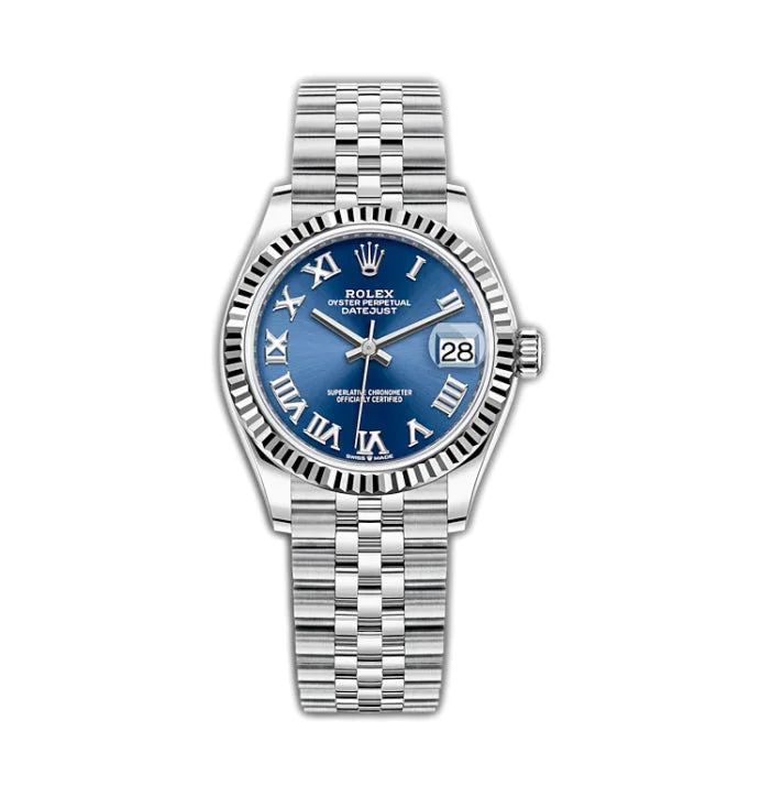 31mm Steel and 18k Fluted Bezel Blue Roman Dial Jubilee Bracelet