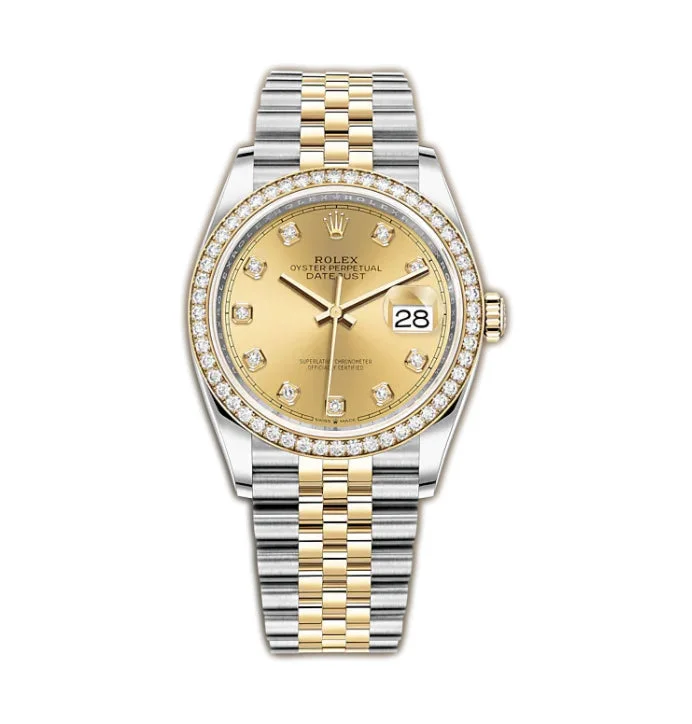 36mm Steel & Yellow Gold Champagne Diamond Dial & Bezel On Jubilee Bracelet