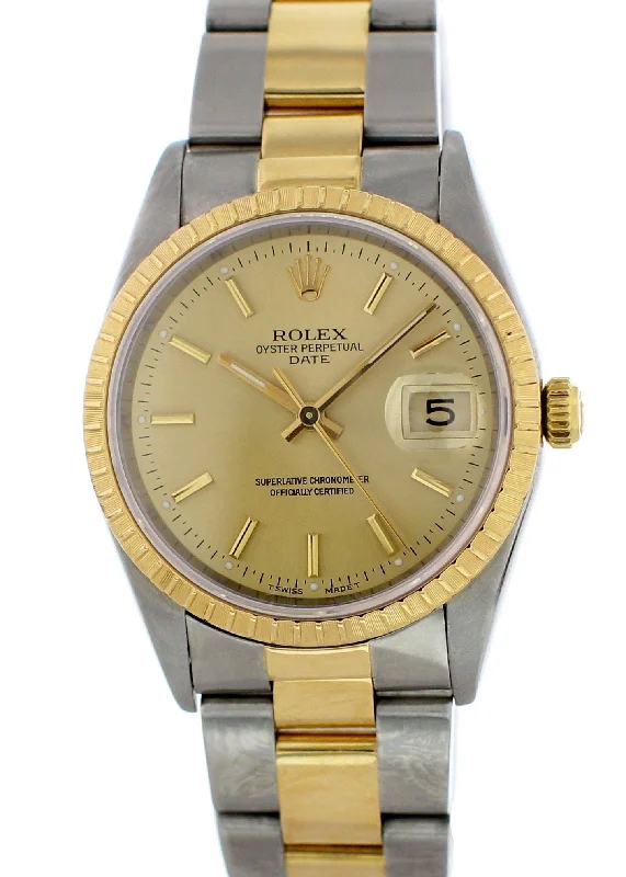 Rolex Oyster Perpetual Date Two Tone 16223 Mens Watch