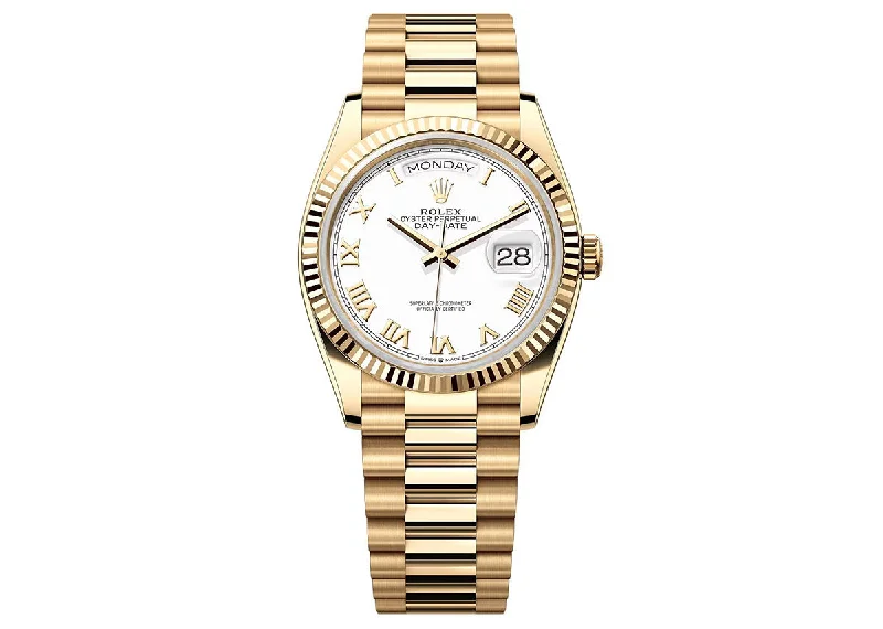 Rolex Day-Date 36mm 128238 Yellow Gold President White Roman Dial