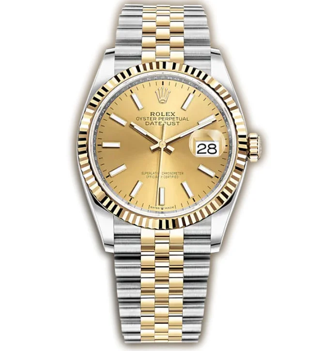 36mm Steel & Yellow Gold Fluted Bezel Champagne Index Dial Jubilee Bracelet