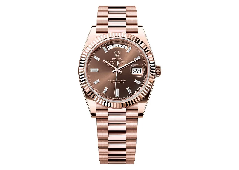 Rolex Day-Date 40mm 228235 Rose Gold President Chocolate Diamond Dial