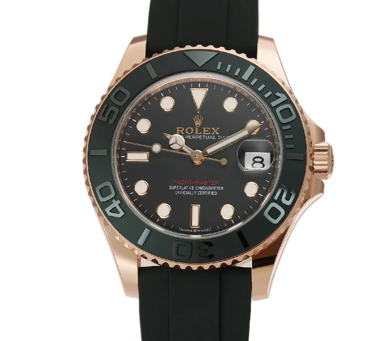 37 18k Eversose Gold Ceramic Bezel Black Dial Oysterflex