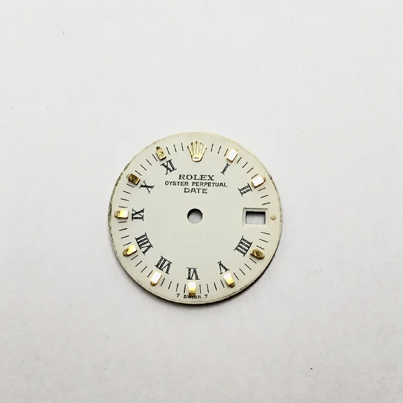 ROLEX Date 12.8mm White Color Gold Hour Markers Roman Numerals DIAL