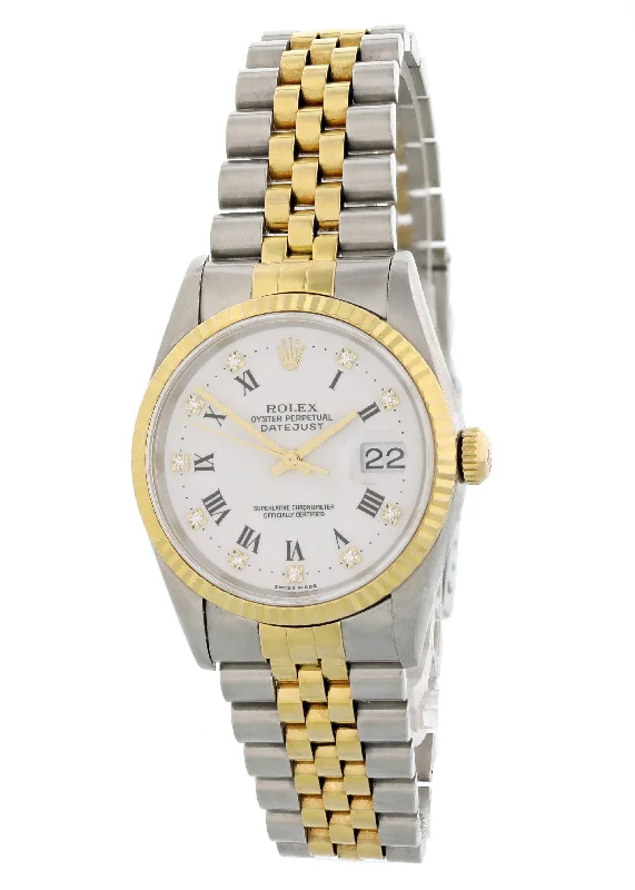 Rolex Oyster Perpetual Datejust 16233 Diamond Dial Mens Watch