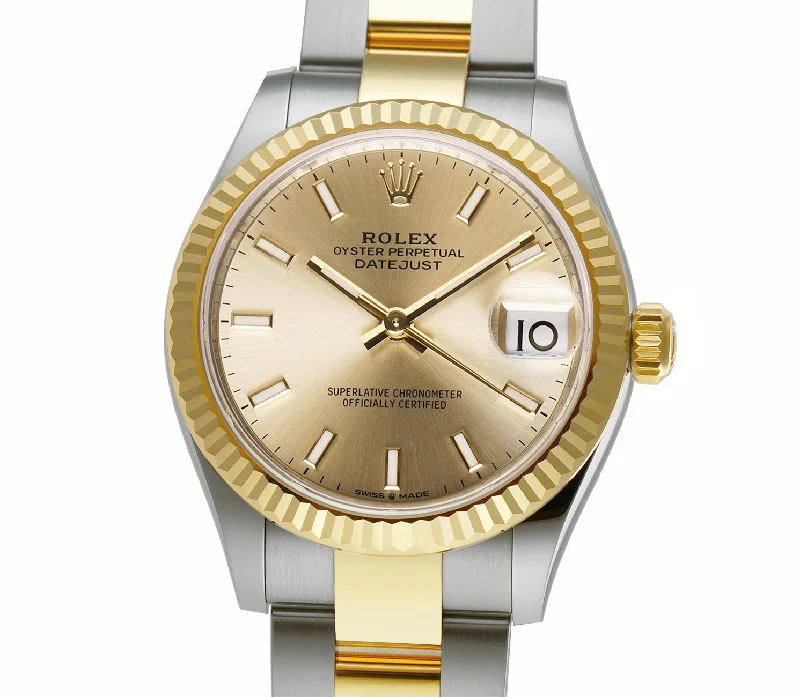 31mm Steel & 18k Yellow Gold Champagne Index Dial Fluted Bezel Oyster Bracelet