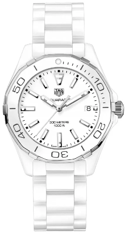 TAG Heuer Aquaracer White Ceramic White Dial Date Quartz Womens Watch WAY1391.BH0717