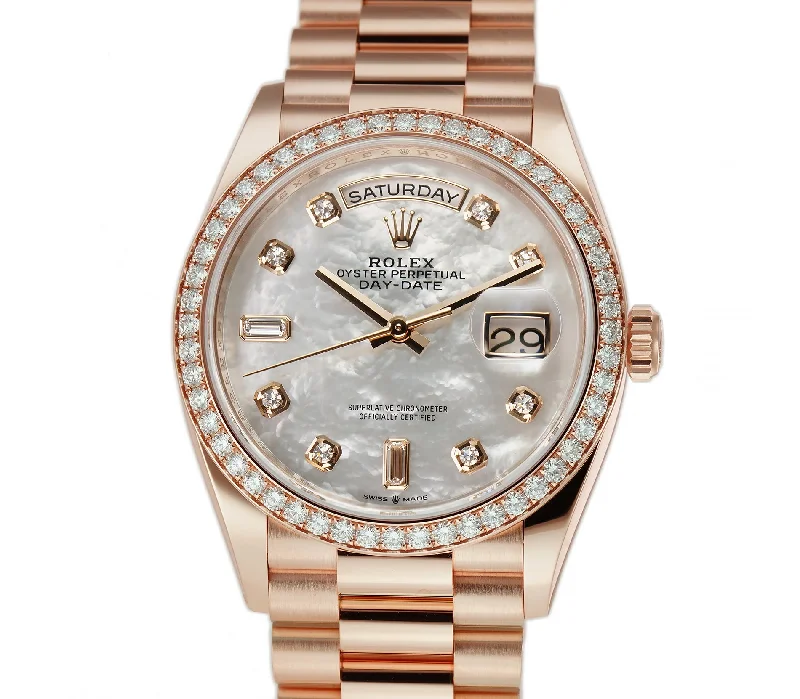 36mm 18k Everose Gold President Diamond Bezel MOP Diamond Dial