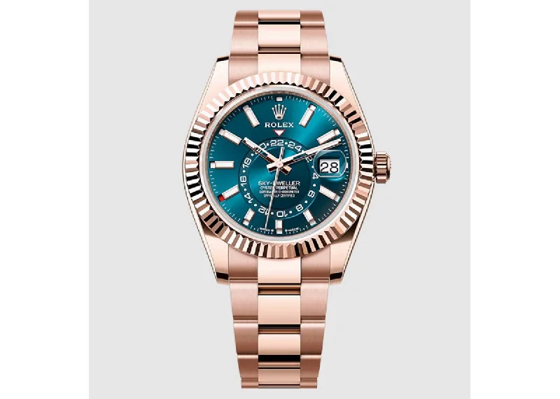 Rolex Sky-Dweller 42mm 336935 Everose Gold Oyster Blue-Green Dial