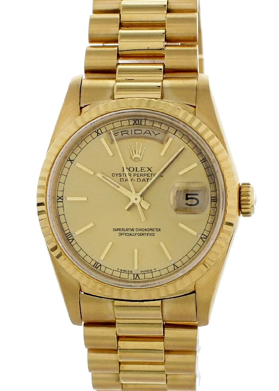 Rolex Oyster Perpetual Day-Date President 18K Yellow Gold 18238 Box Papers