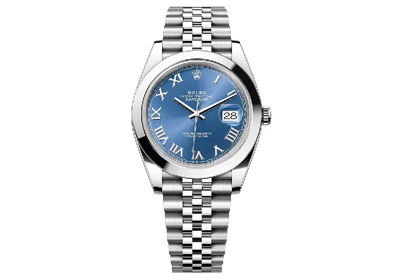 Rolex DateJust 41mm 126300 Oystersteel Jubilee Roman Azzurro Blue Dial