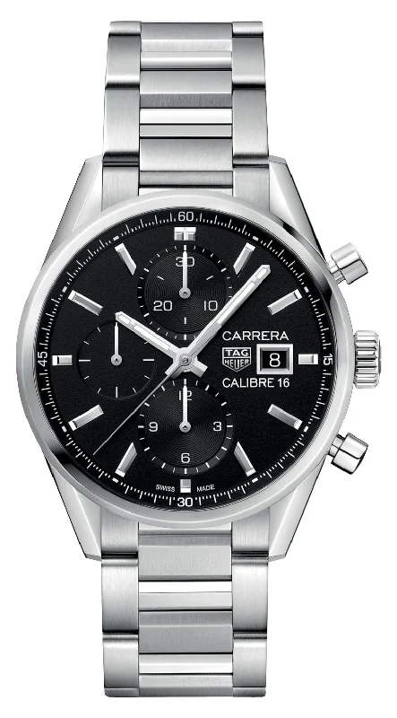 TAG Heuer Carrera Automatic Chronograph Stainless Steel Black Dial Date Mens Watch CBK2110.BA0715