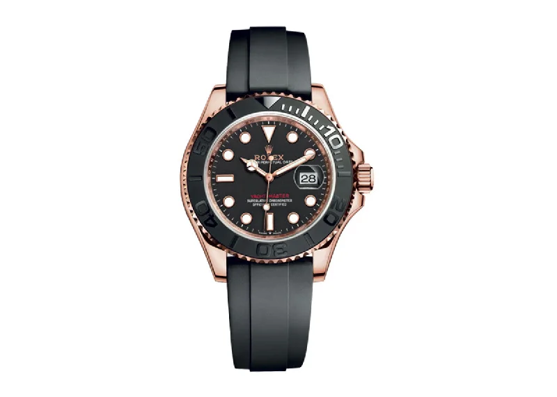 Rolex Yacht-Master 40mm 126655 Everose Gold Oysterflex Intense Black Dial