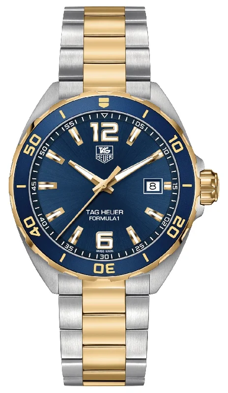 TAG Heuer Formula 1 Stainless Steel & Yellow Gold Plated Blue Dial Date Divers Quartz Mens Watch WAZ1120.BB0879