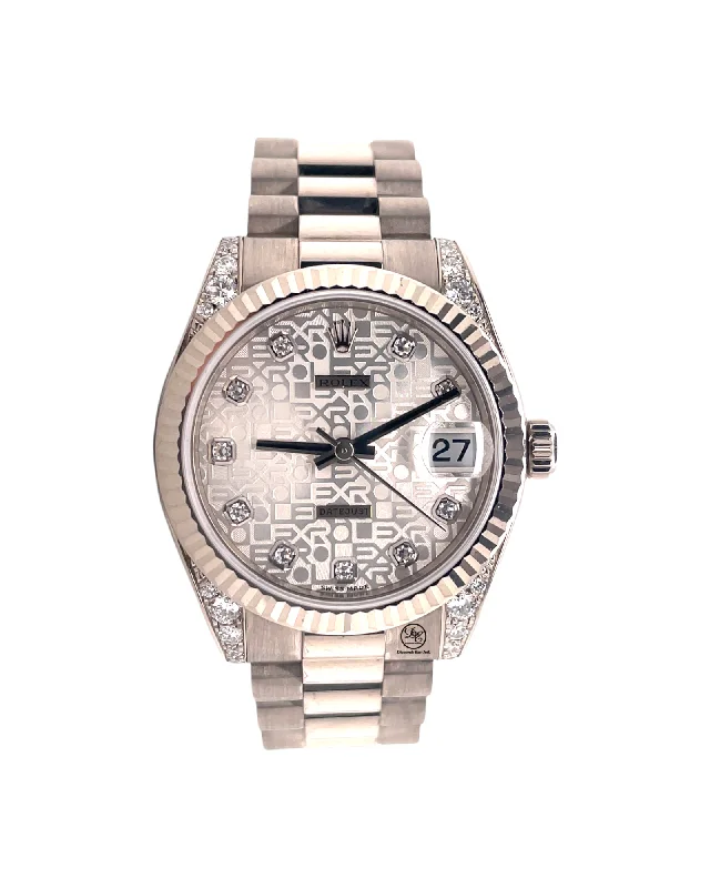 Rolex Presidential 18kt White Gold  Factory Jubilee Diamond Dial Factory Diamond Lugs 178239 Crown Collection PreOwned