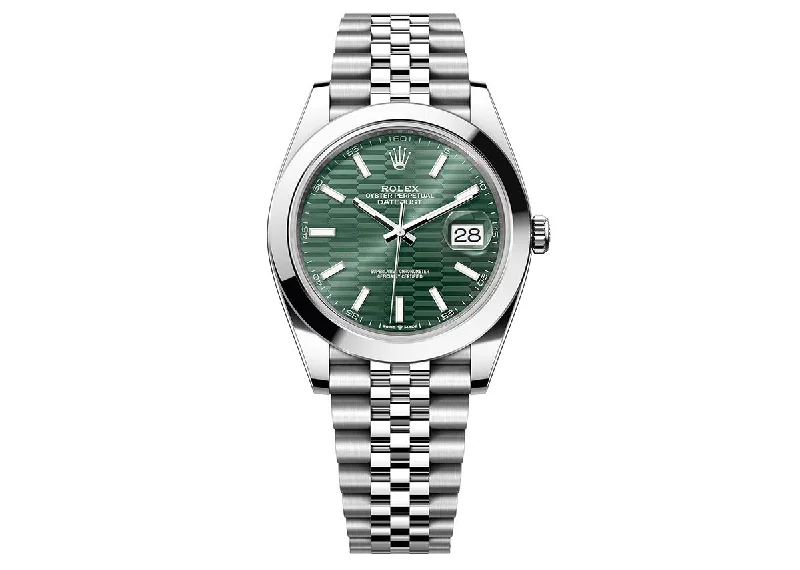 Rolex DateJust 41mm 126300 Oystersteel Jubilee Green Motif Dial