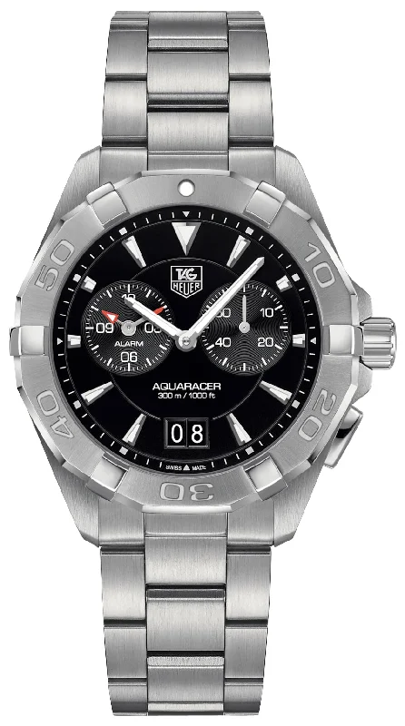 TAG Heuer Aquaracer Stainless Steel Black Dial Date Alarm Divers Quartz Mens Watch WAY111Z.BA0928