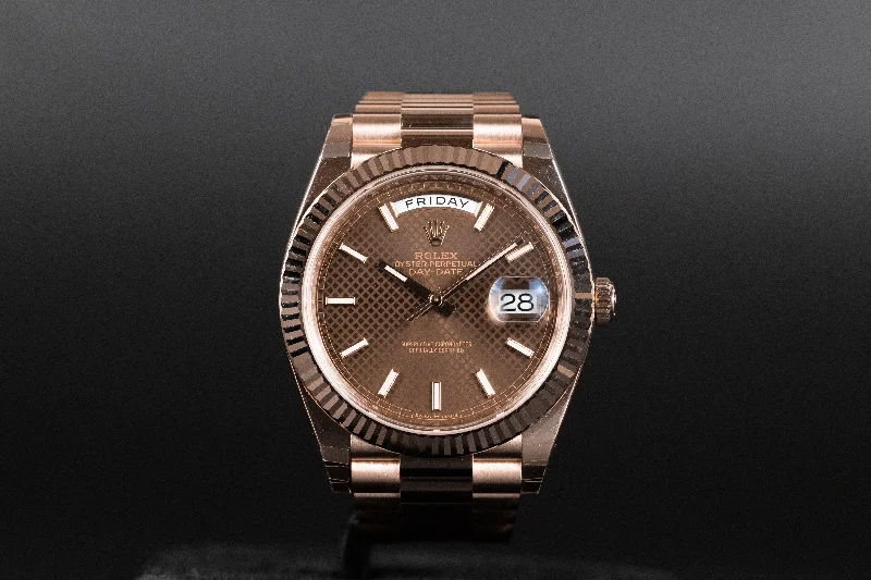 Rolex<br>228235 DayDate 40 Chocolate Diagonal Motif Dial