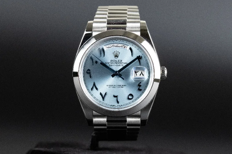 Rolex<br>228206 DayDate 40 Ice Blue Hindi Arabic Dial