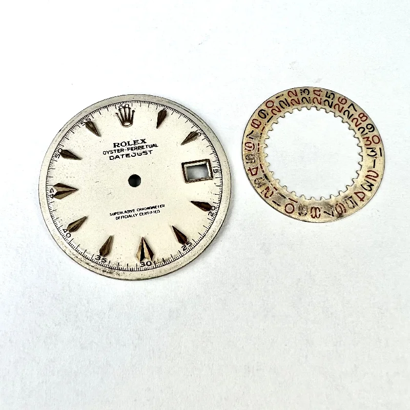 ROLEX 28.3mm White Color Gold Hour Markers Arabic Numerals DIAL + Calendar Wheel for 36mm ROLEX DATEJUST