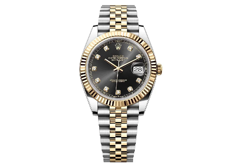 Rolex Datejust 41mm 126333 Two-Tone Jubilee Black Diamond Dial