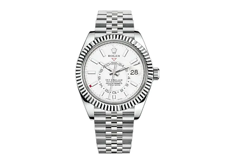 Rolex Sky-Dweller 42mm 326934 Oystersteel Jubilee Fluted Bezel White Dial