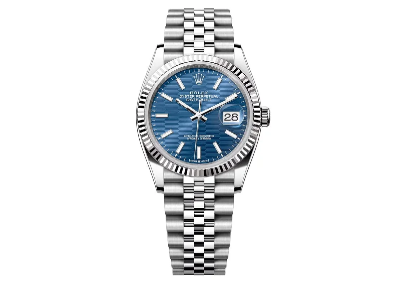 Rolex DateJust 36mm 126234 Oystersteel Jubilee Fluted Blue Motif Dial