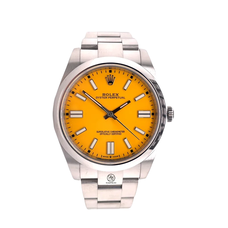 Rolex Oyster Perpetual 41mm CUSTOM Yellow Dial 124300 Unworn Box And Papers