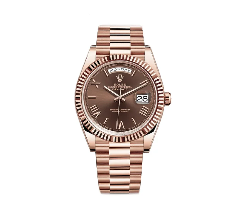 40mm 18k Everose Gold President Chocolate Brown Roman Dial