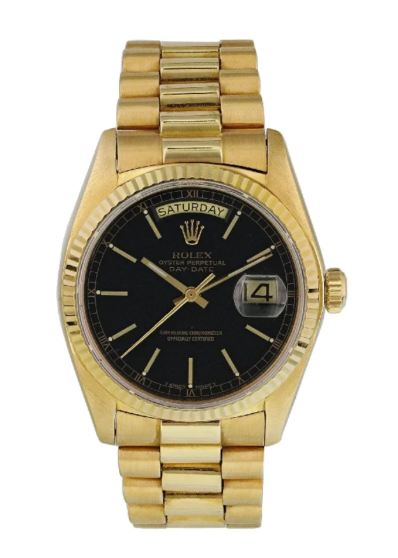 Rolex Day-Date President 18038 Yellow Gold Mens Watch Box Papers