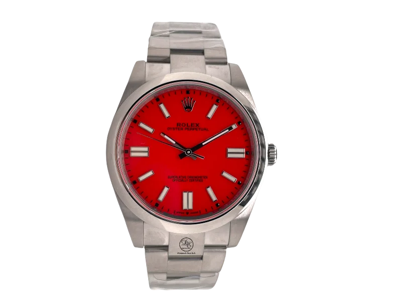 Rolex Oyster Perpetual 41mm CUSTOM MADE Red Dial 124300 Unworn Box / Papers