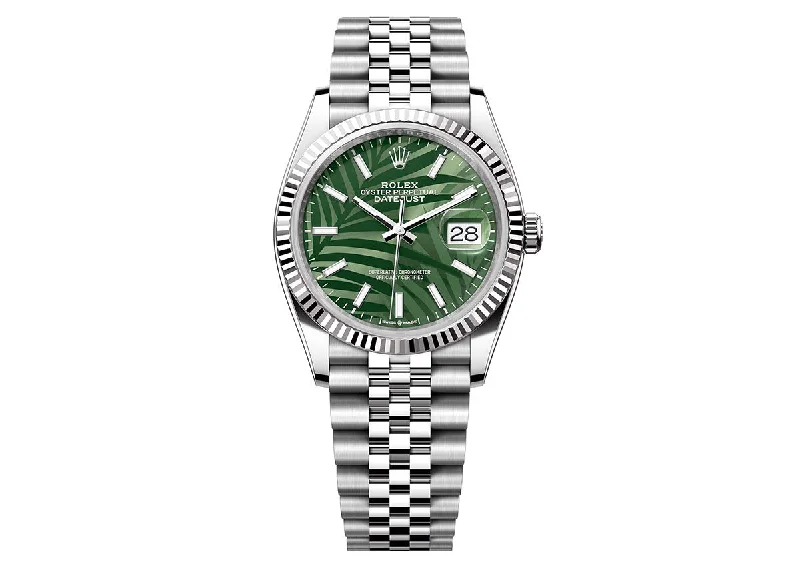 Rolex DateJust 36mm 126234 Oyster Jubilee Olive Green Palm Motif Dial