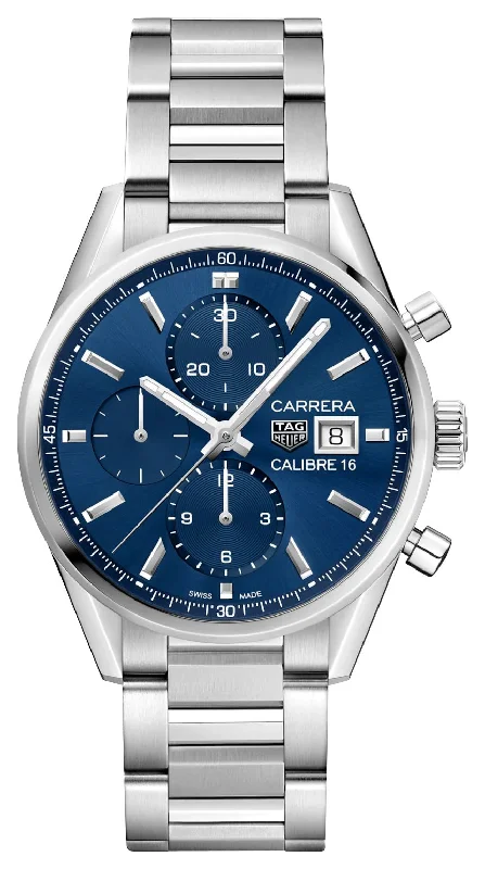 TAG Heuer Carrera Automatic Chronograph Stainless Steel Blue Dial Date Mens Watch CBK2112.BA0715