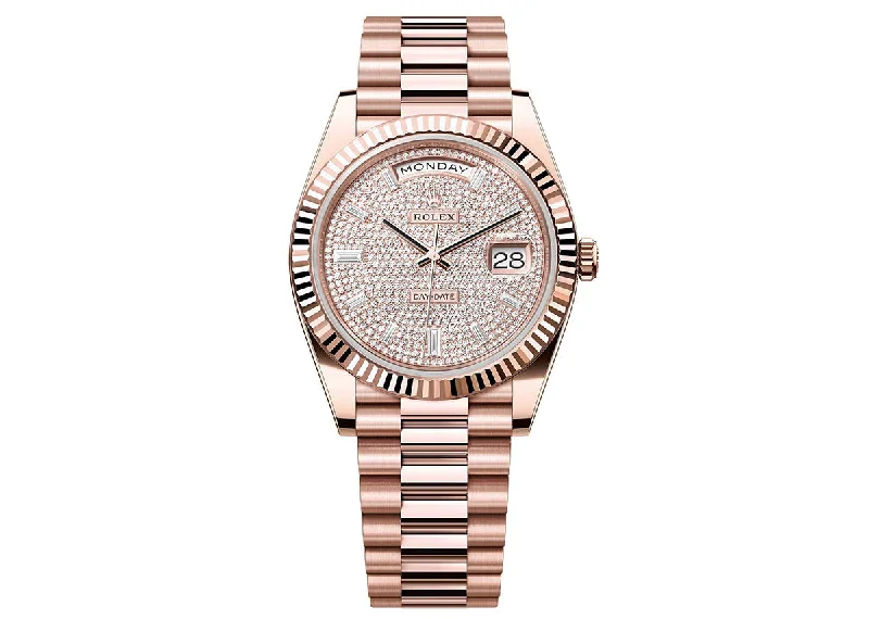 Rolex Day-Date 40mm 228235 Rose Gold President Diamond Paved Dial