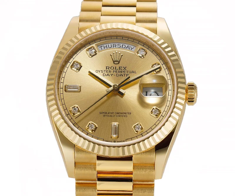 36mm 18k Yellow Gold President Champagne Diamond Dial